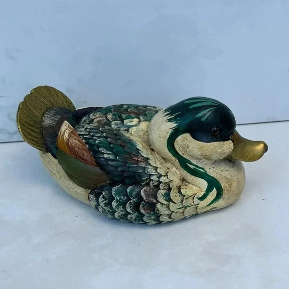 Malevolti Handmade Wood Brass Signed Italy Duck Multicolor Size 6.5"x4" - Picture 1 of 12